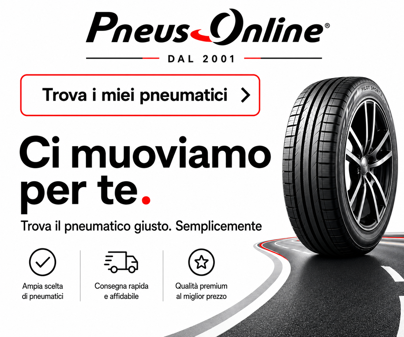 Trovare pneumatici per auto online su Pneus Online France